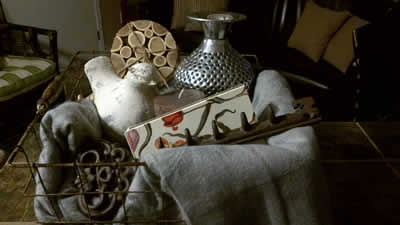 Example of home decor gifts in an arrangement